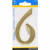 Hillman Hillman Group 847048 4 in. Brass Nail-On Traditional House Number 6   - 3 per Pack 3 Piece 847048